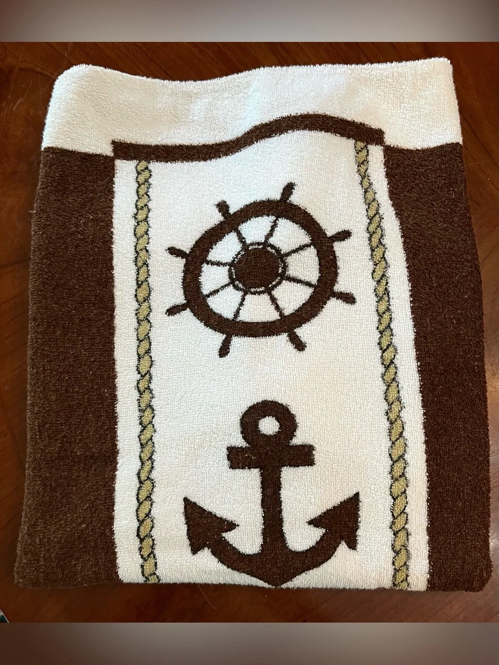 VTG 1980s Kmart Island Fun Nautical Beach Towel Sailboat Anchor Brazil 48x29